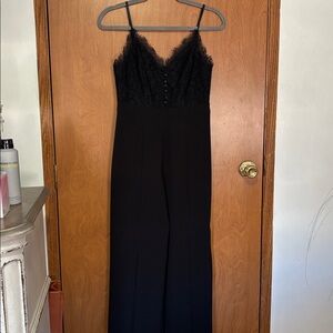 Aidan Mattox Black Lace Jumpsuit